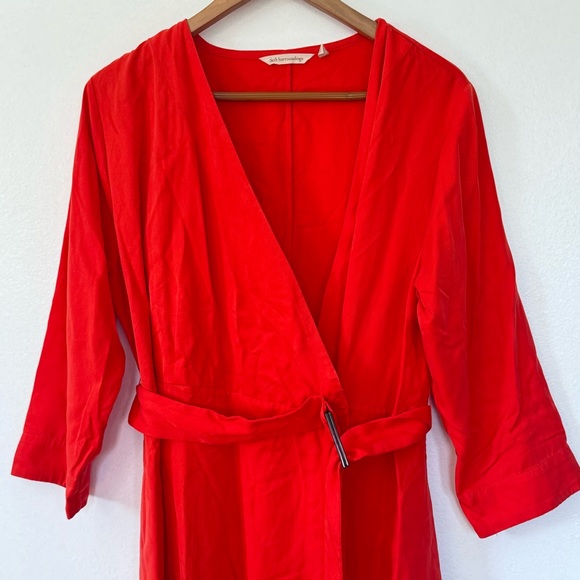 Soft Surroundings Belted Wrap Hi Low Orange Dress Sz XL - Picture 4 of 12